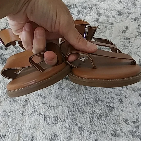 FRANCO SARTO | strappy buckle sandals | faux leather | brown | 8.5 - Picture 4 of 8